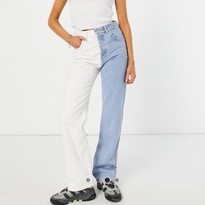 Pull&Bear straight jeans blue & white NWT